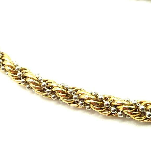 1980s Vintage Gold Rope and Silver Ball Chain Chunky Statement Necklace - Picture 5 of 9